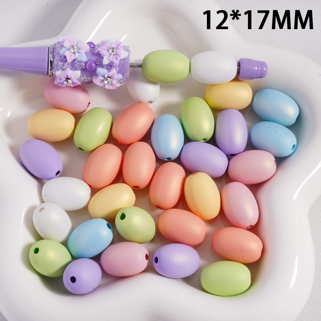 Matte Macaron Color Oval Shape Acrylic Beads 12*17MM, Random Mix