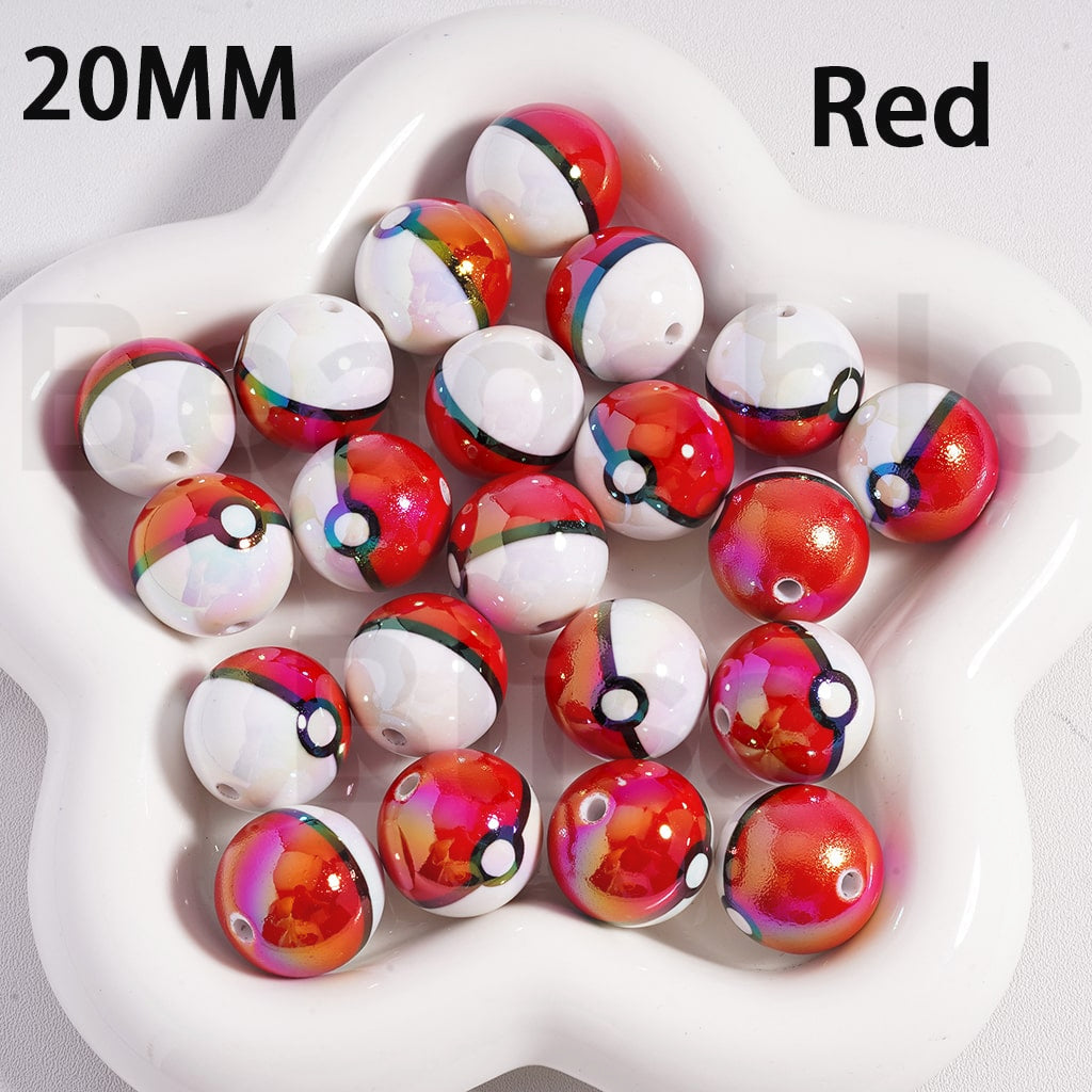 UV Coated Cute Ball Small Monster Japanese Anime Solid Color Shiny Round Acrylic Beads 20mm