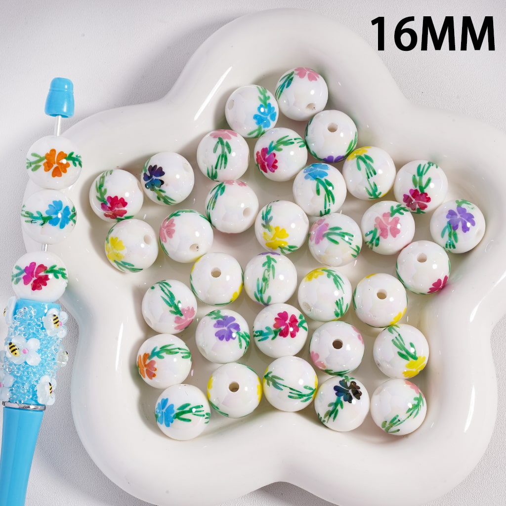Mini Daisy Flower in White & Clear Transparent Color, Petal Shape Acrylic Beads 16MM