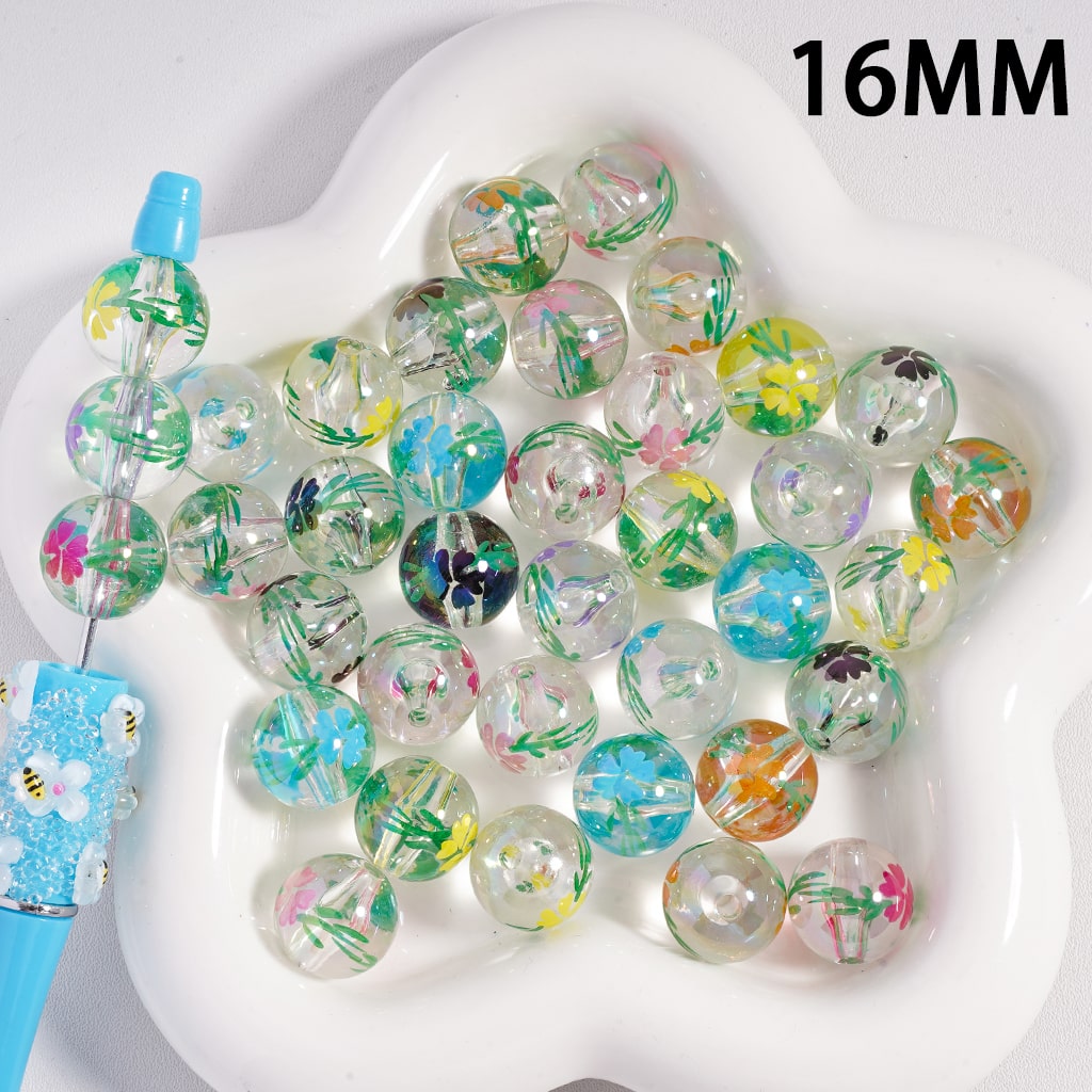 Mini Daisy Flower in White & Clear Transparent Color, Petal Shape Acrylic Beads 16MM