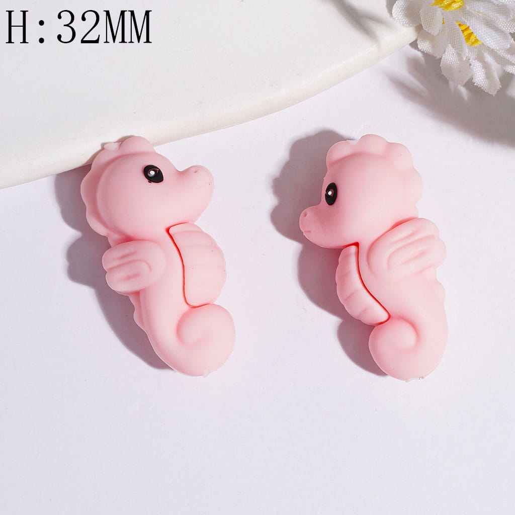 3D Logy Sea Horse with Wings Silicone Focal Beads, Multi-Color