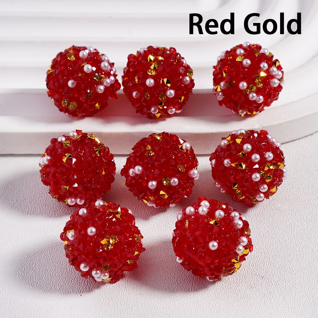 Christmas Series Cone Shape Rhinestones White Pearls, Red & Green Sugar Beads 16MM