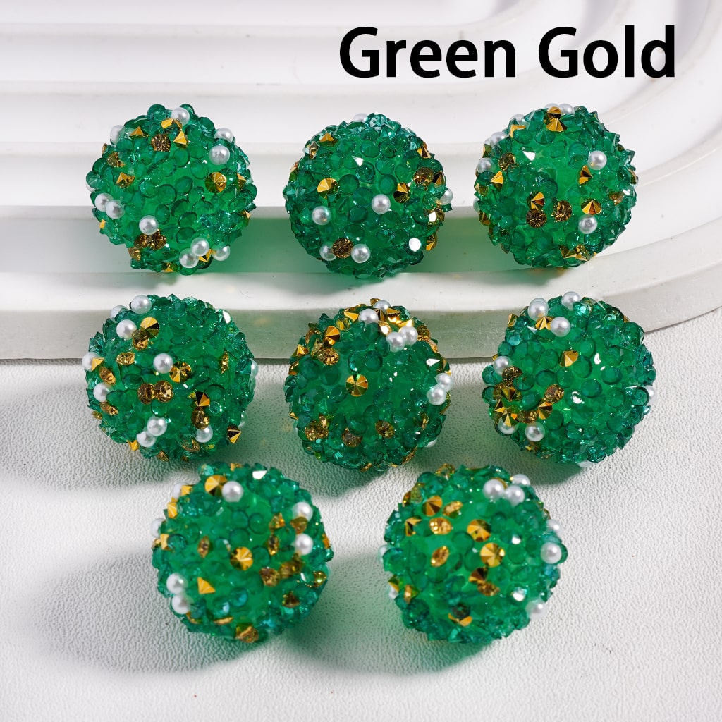 Christmas Series Cone Shape Rhinestones White Pearls, Red & Green Sugar Beads 16MM