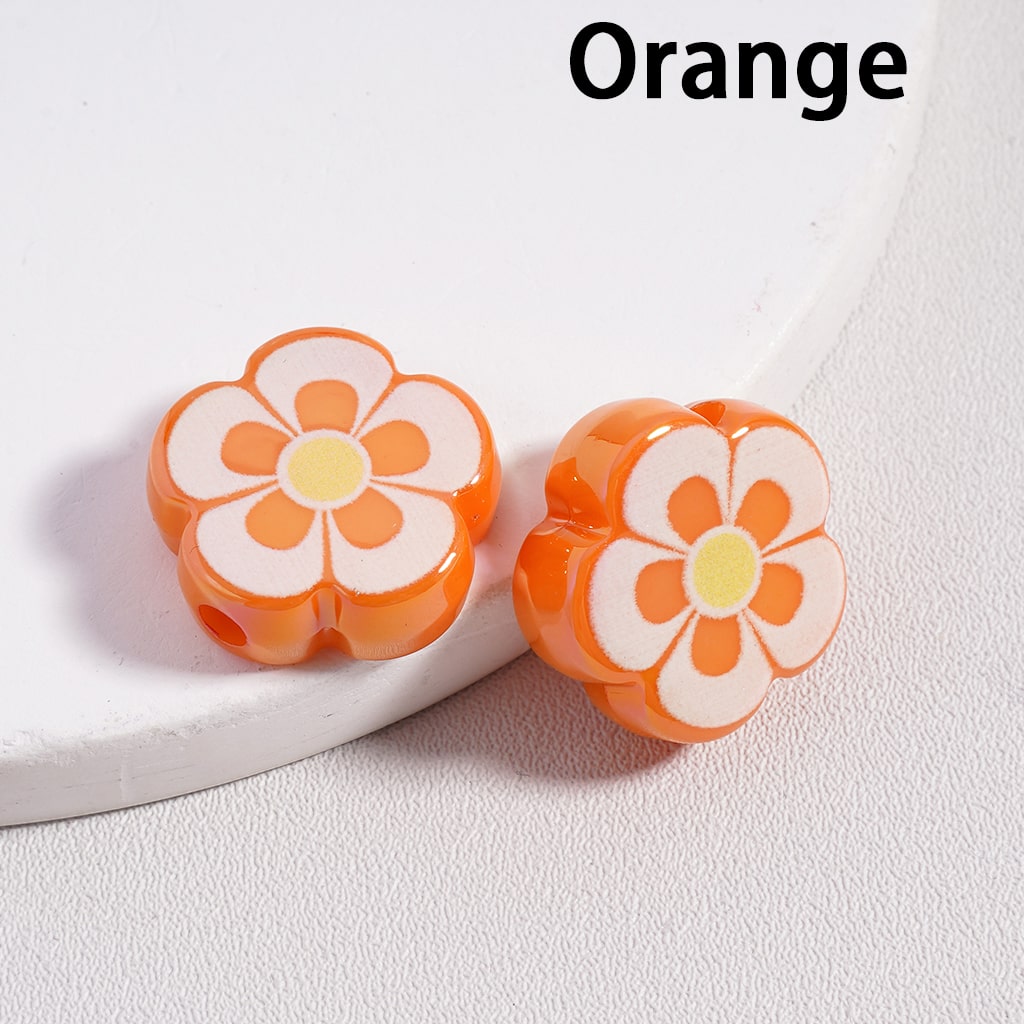 UV Coated Five Petal Flower, Solid Color Flat Back Acrylic Beads 17mm Single Color is available for 300pcs(Whole Bag) Only)