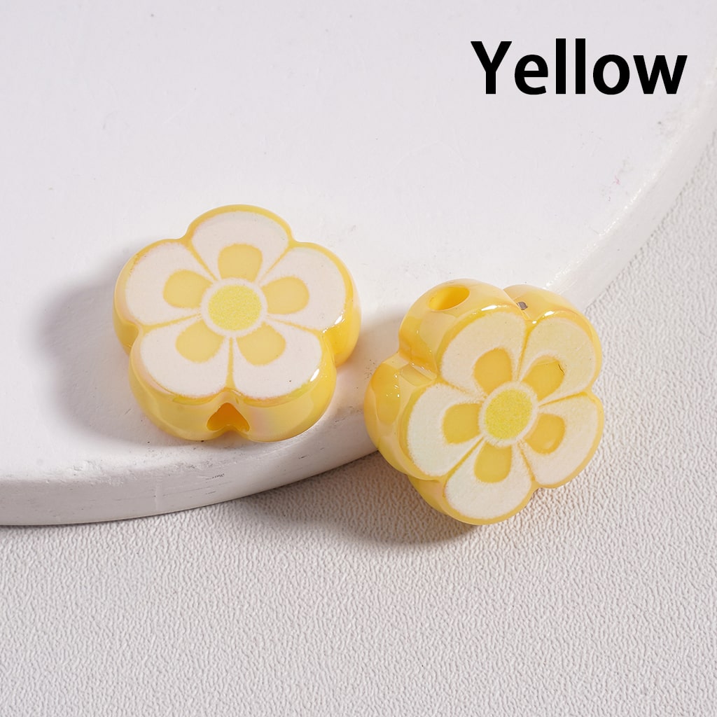 UV Coated Five Petal Flower, Solid Color Flat Back Acrylic Beads 17mm Single Color is available for 300pcs(Whole Bag) Only)