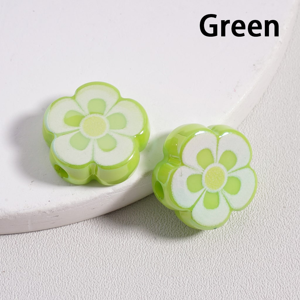 UV Coated Five Petal Flower, Solid Color Flat Back Acrylic Beads 17mm Single Color is available for 300pcs(Whole Bag) Only)