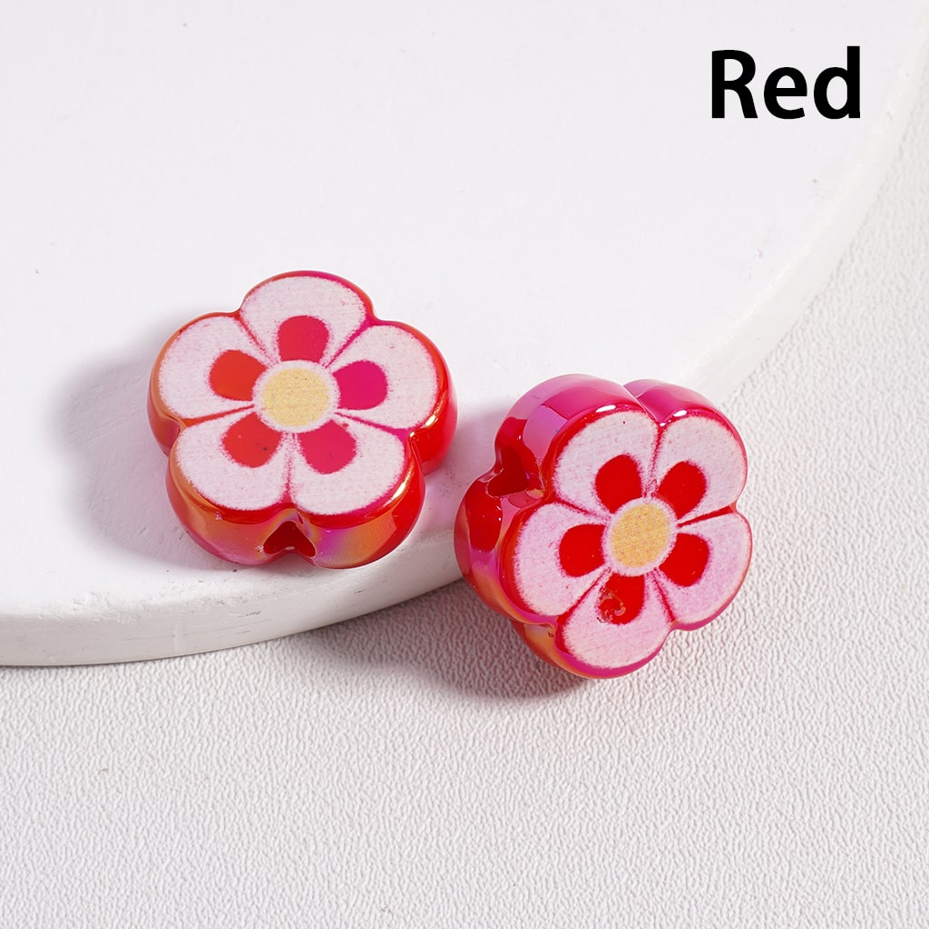 UV Coated Five Petal Flower, Solid Color Flat Back Acrylic Beads 17mm Single Color is available for 300pcs(Whole Bag) Only)