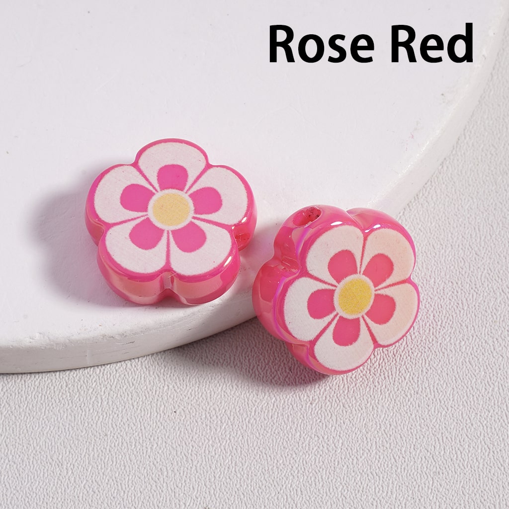 UV Coated Five Petal Flower, Solid Color Flat Back Acrylic Beads 17mm Single Color is available for 300pcs(Whole Bag) Only)