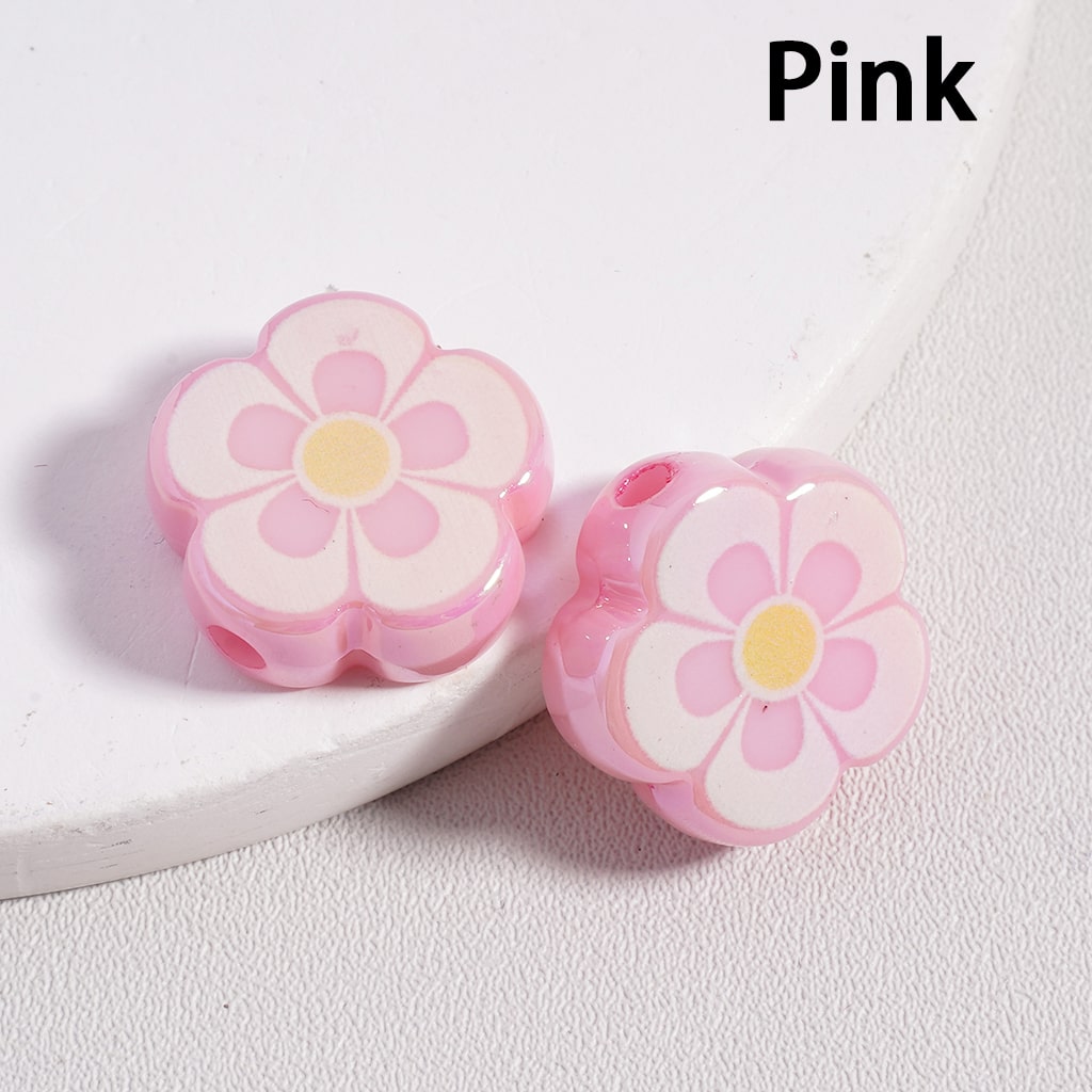UV Coated Five Petal Flower, Solid Color Flat Back Acrylic Beads 17mm Single Color is available for 300pcs(Whole Bag) Only)