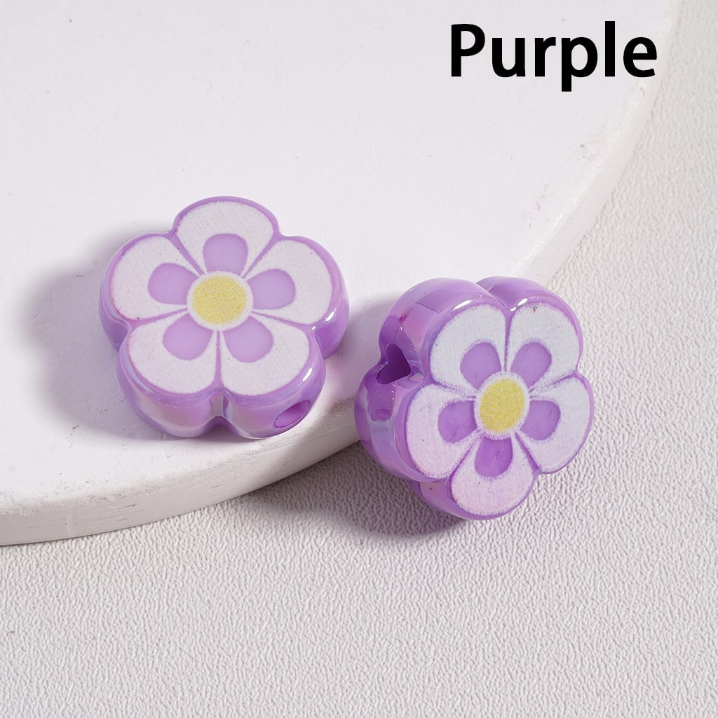 UV Coated Five Petal Flower, Solid Color Flat Back Acrylic Beads 17mm Single Color is available for 300pcs(Whole Bag) Only)
