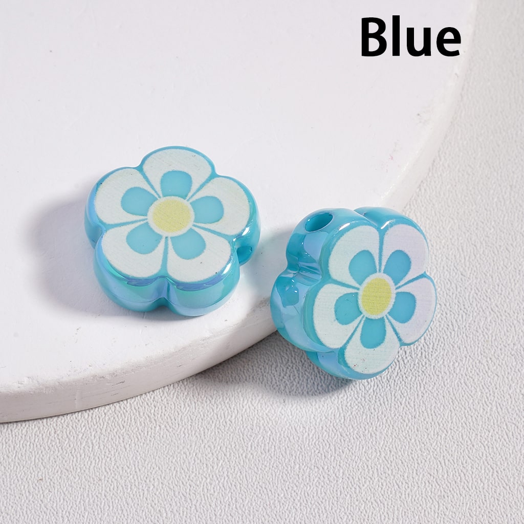 UV Coated Five Petal Flower, Solid Color Flat Back Acrylic Beads 17mm Single Color is available for 300pcs(Whole Bag) Only)