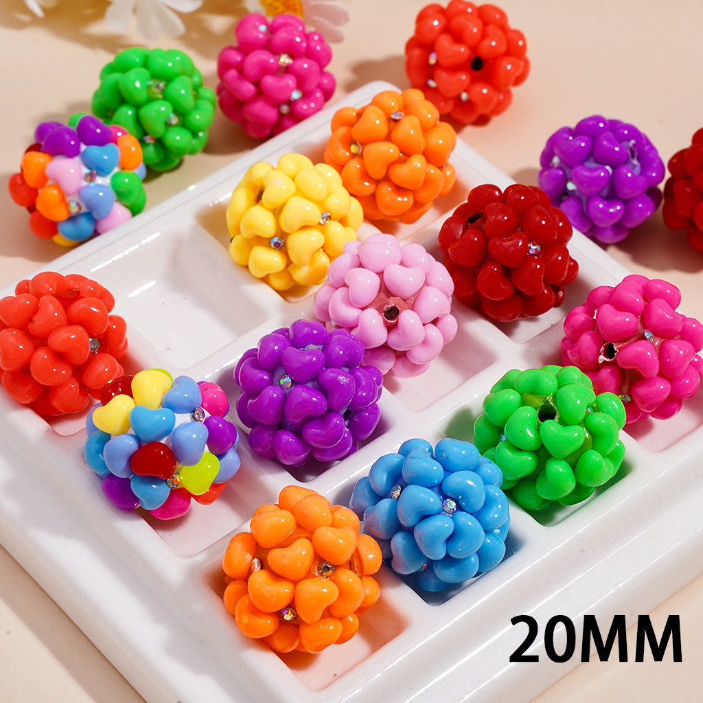 Neon Colors Hearts Clay Beads, 20MM, Random Mix