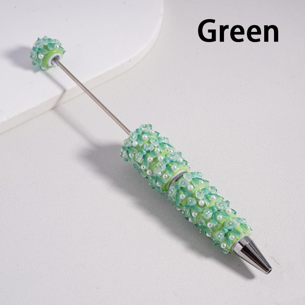 Cute Bowknot & White Pearls Valentine’s Day Theme Decorative Beadable Clay Pen Random Mix