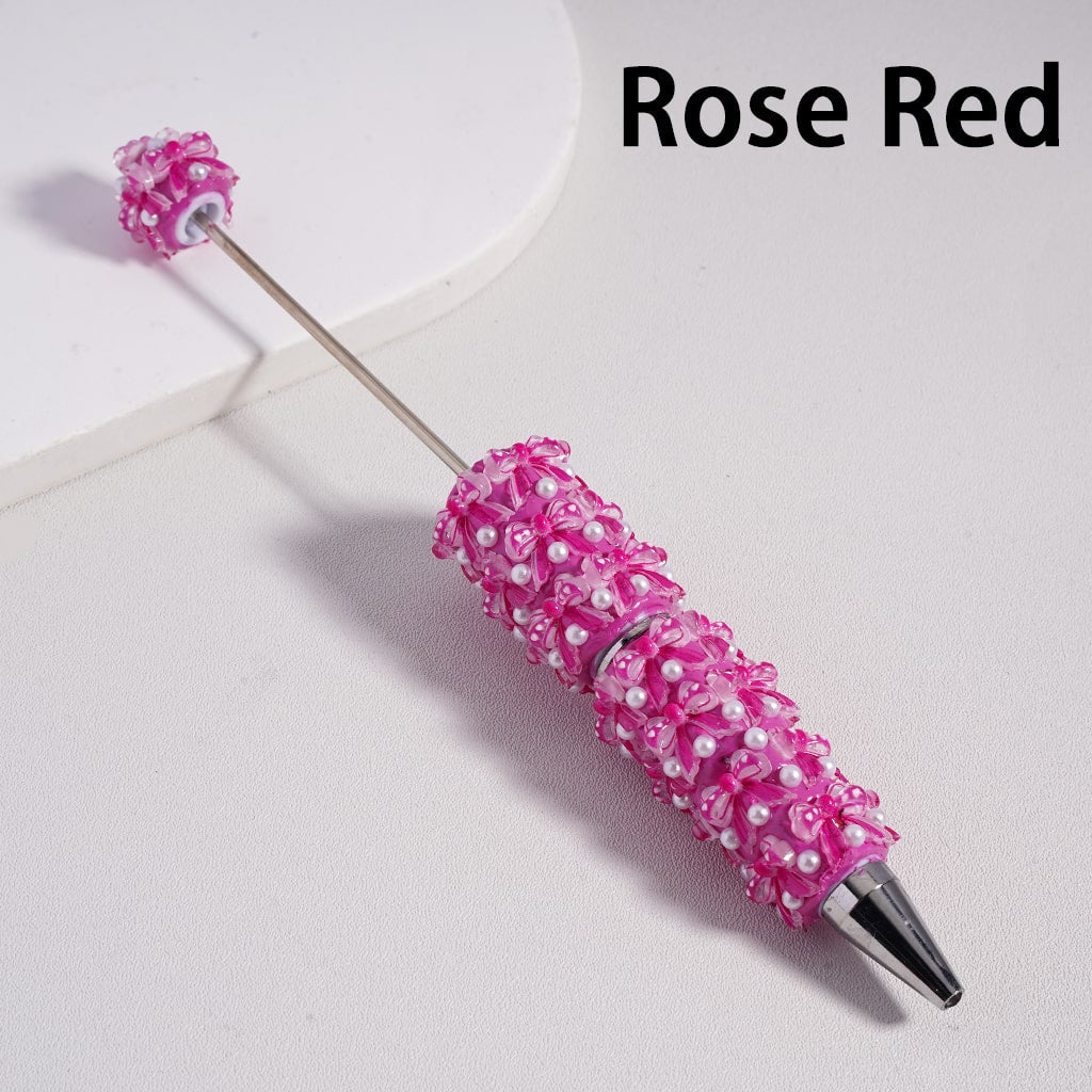 Cute Bowknot & White Pearls Valentine’s Day Theme Decorative Beadable Clay Pen Random Mix