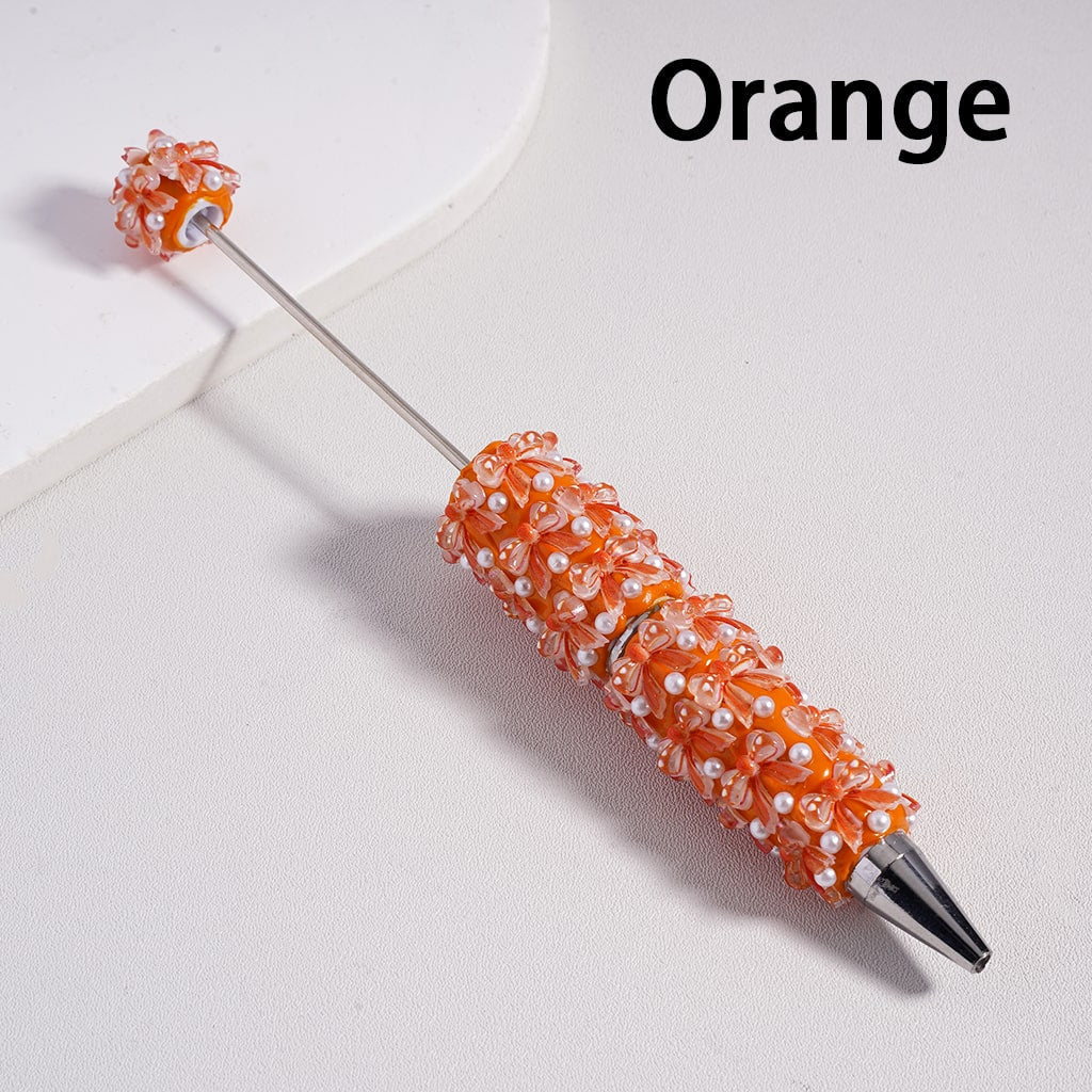 Cute Bowknot & White Pearls Valentine’s Day Theme Decorative Beadable Clay Pen Random Mix