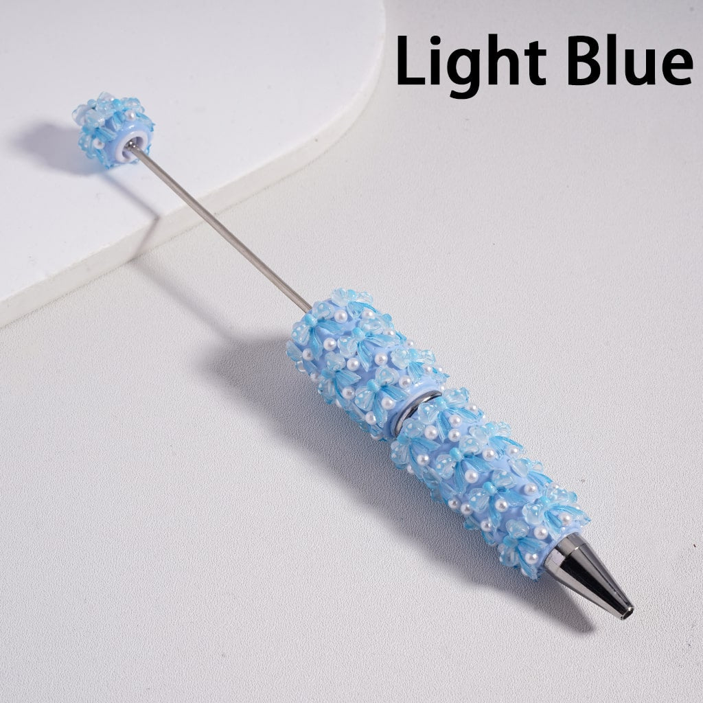 Cute Bowknot & White Pearls Valentine’s Day Theme Decorative Beadable Clay Pen Random Mix