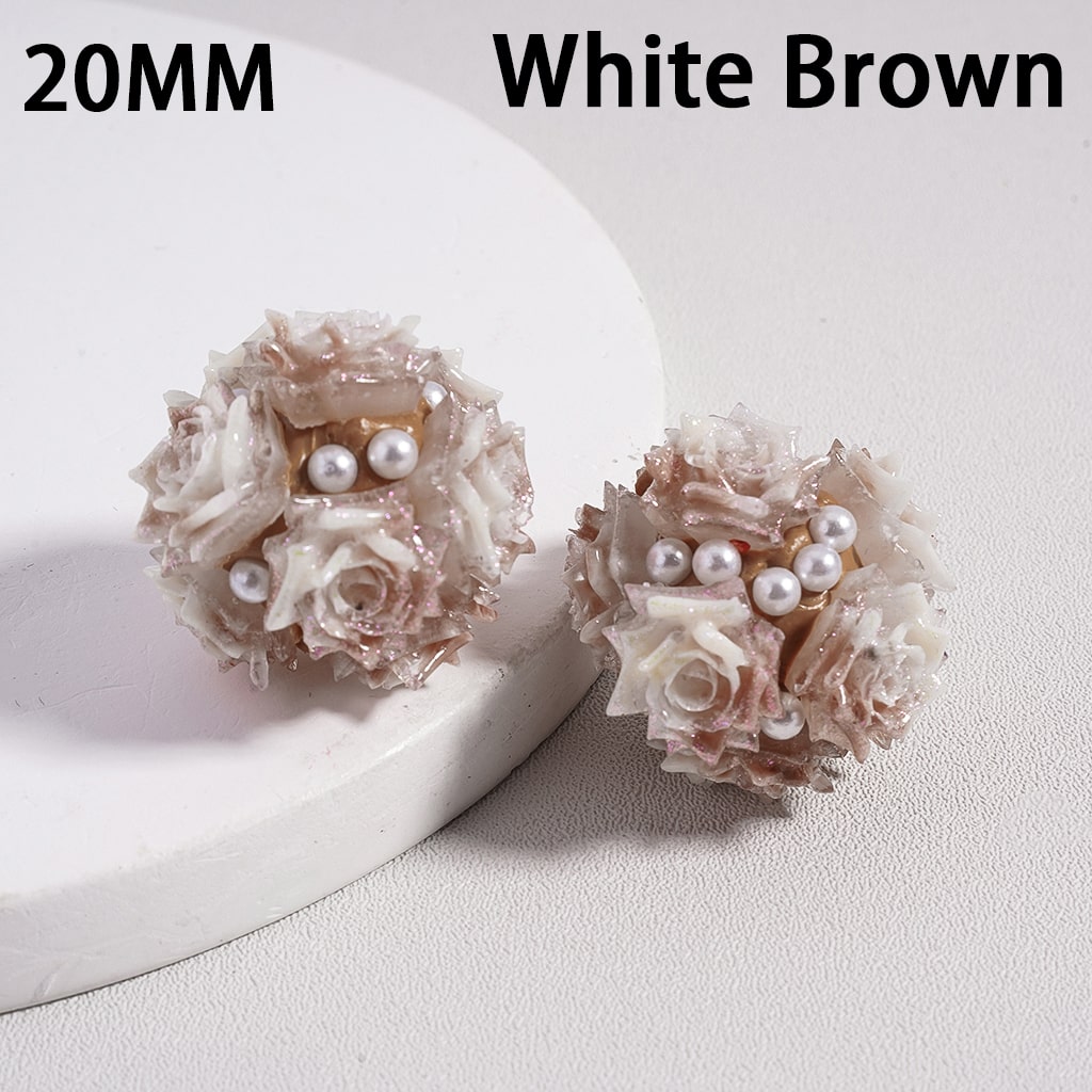 Luminous Cute Mini Rose Glitter & White Pearls Round Clay Bead 20MM Random Mix