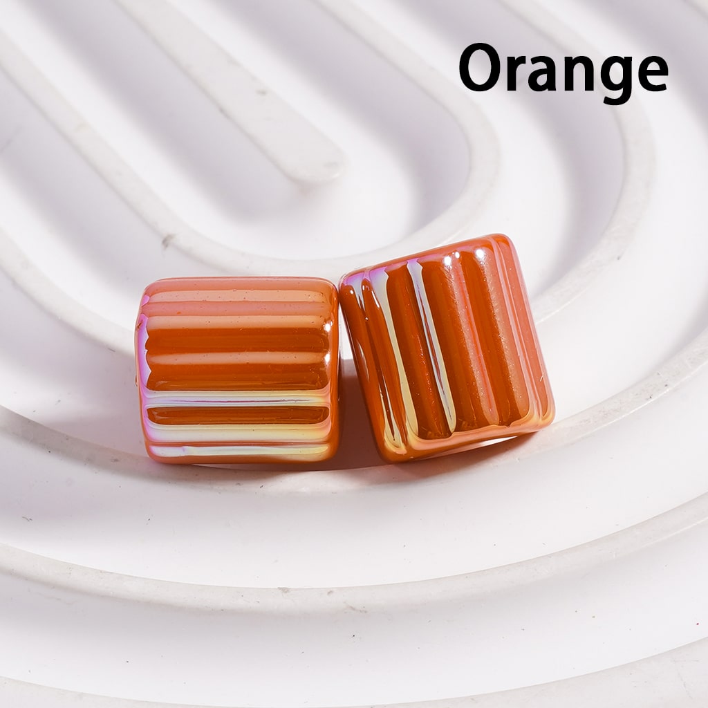UV Coated Striped Cylinder Solid Color Acrylic Beads Random Mix 10*12MM(Single Color is available for 500pcs(Whole Bag) Only)