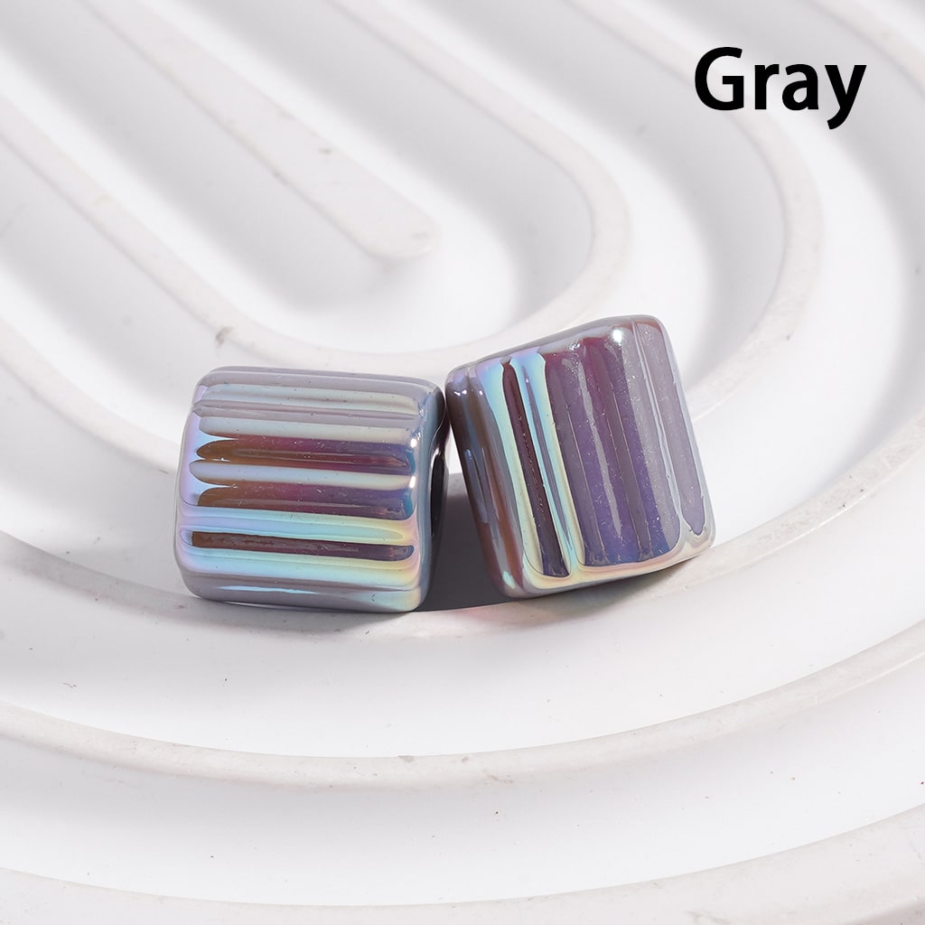 UV Coated Striped Cylinder Solid Color Acrylic Beads Random Mix 10*12MM(Single Color is available for 500pcs(Whole Bag) Only)