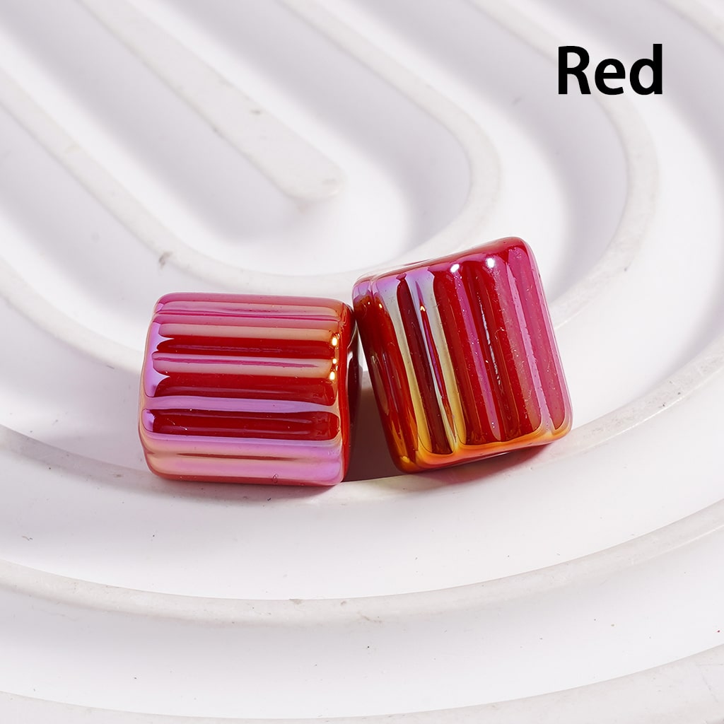 UV Coated Striped Cylinder Solid Color Acrylic Beads Random Mix 10*12MM(Single Color is available for 500pcs(Whole Bag) Only)