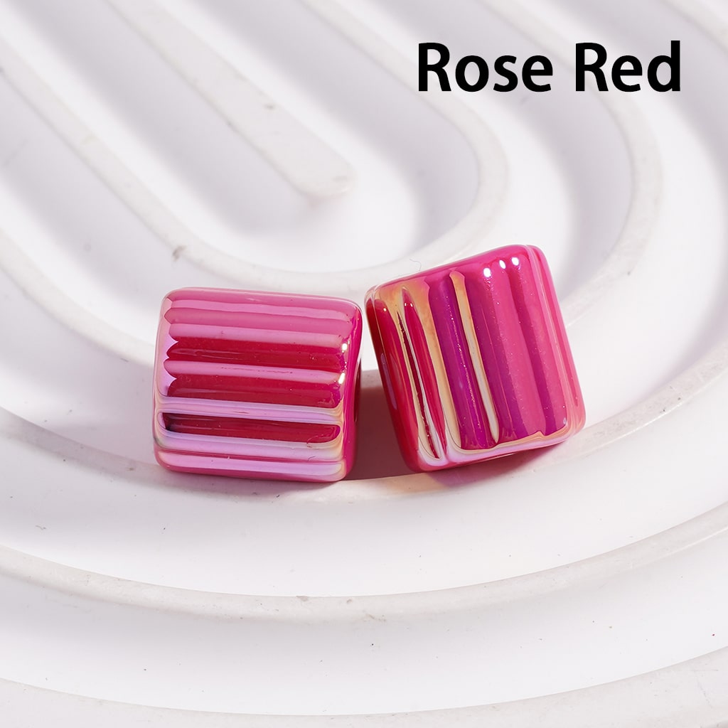 UV Coated Striped Cylinder Solid Color Acrylic Beads Random Mix 10*12MM(Single Color is available for 500pcs(Whole Bag) Only)