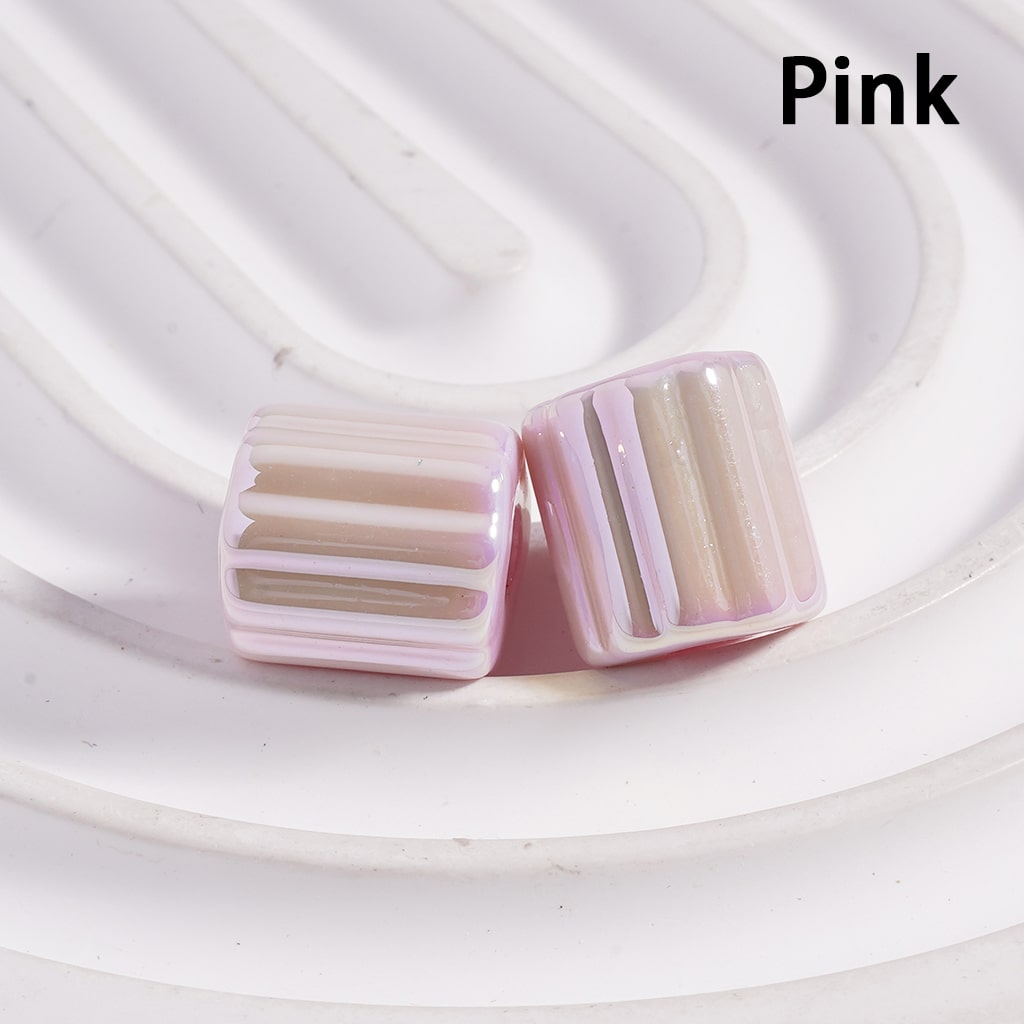 UV Coated Striped Cylinder Solid Color Acrylic Beads Random Mix 10*12MM(Single Color is available for 500pcs(Whole Bag) Only)