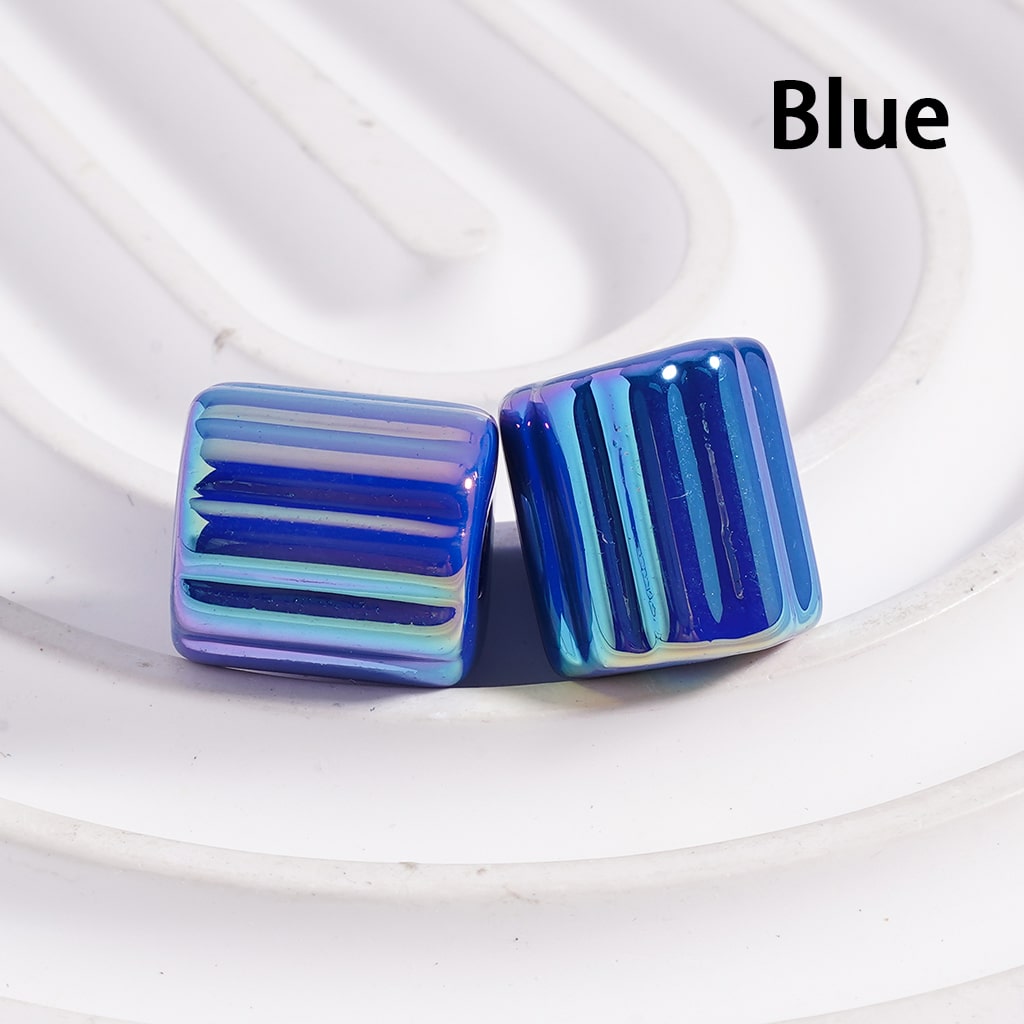 UV Coated Striped Cylinder Solid Color Acrylic Beads Random Mix 10*12MM(Single Color is available for 500pcs(Whole Bag) Only)