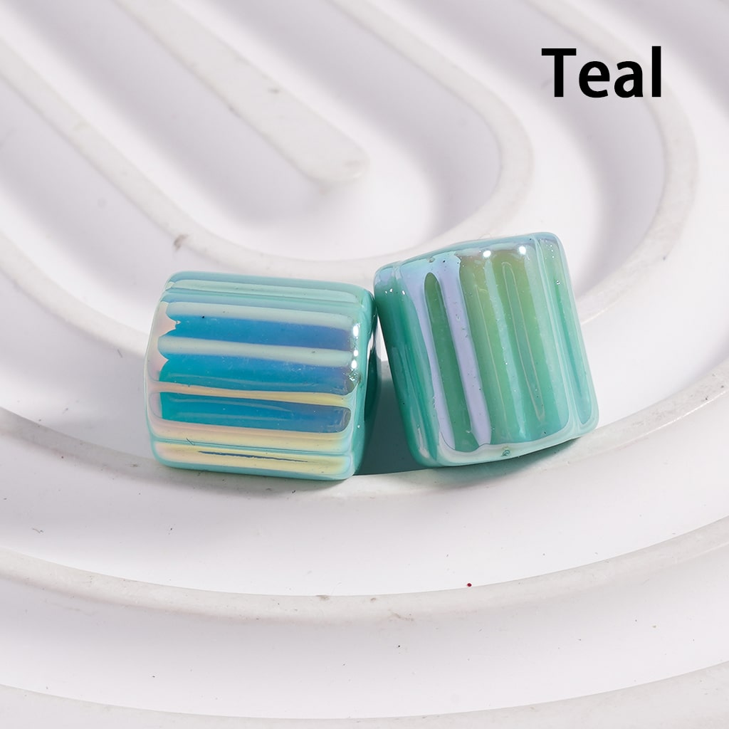 UV Coated Striped Cylinder Solid Color Acrylic Beads Random Mix 10*12MM(Single Color is available for 500pcs(Whole Bag) Only)