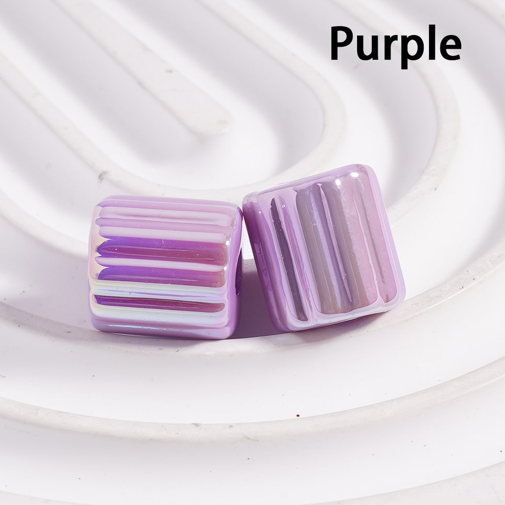 UV Coated Striped Cylinder Solid Color Acrylic Beads Random Mix 10*12MM(Single Color is available for 500pcs(Whole Bag) Only)