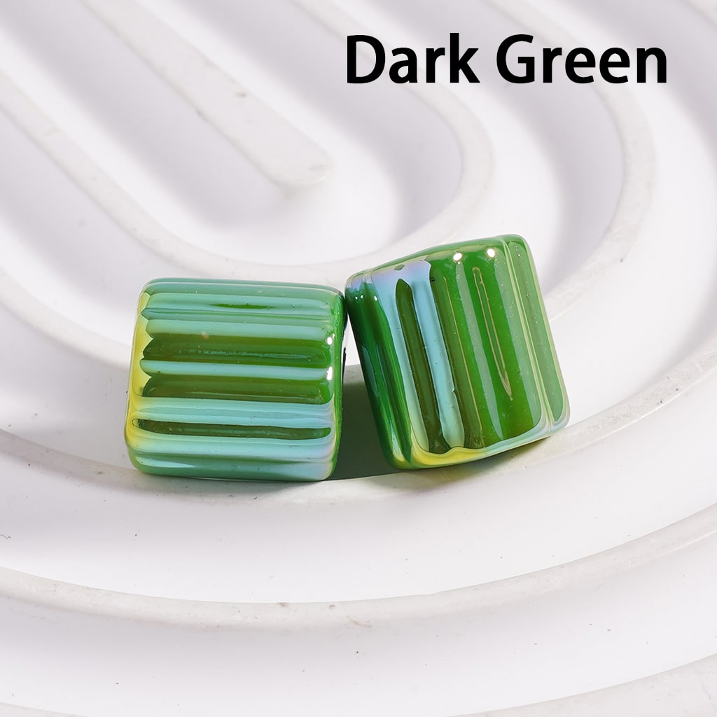 UV Coated Striped Cylinder Solid Color Acrylic Beads Random Mix 10*12MM(Single Color is available for 500pcs(Whole Bag) Only)