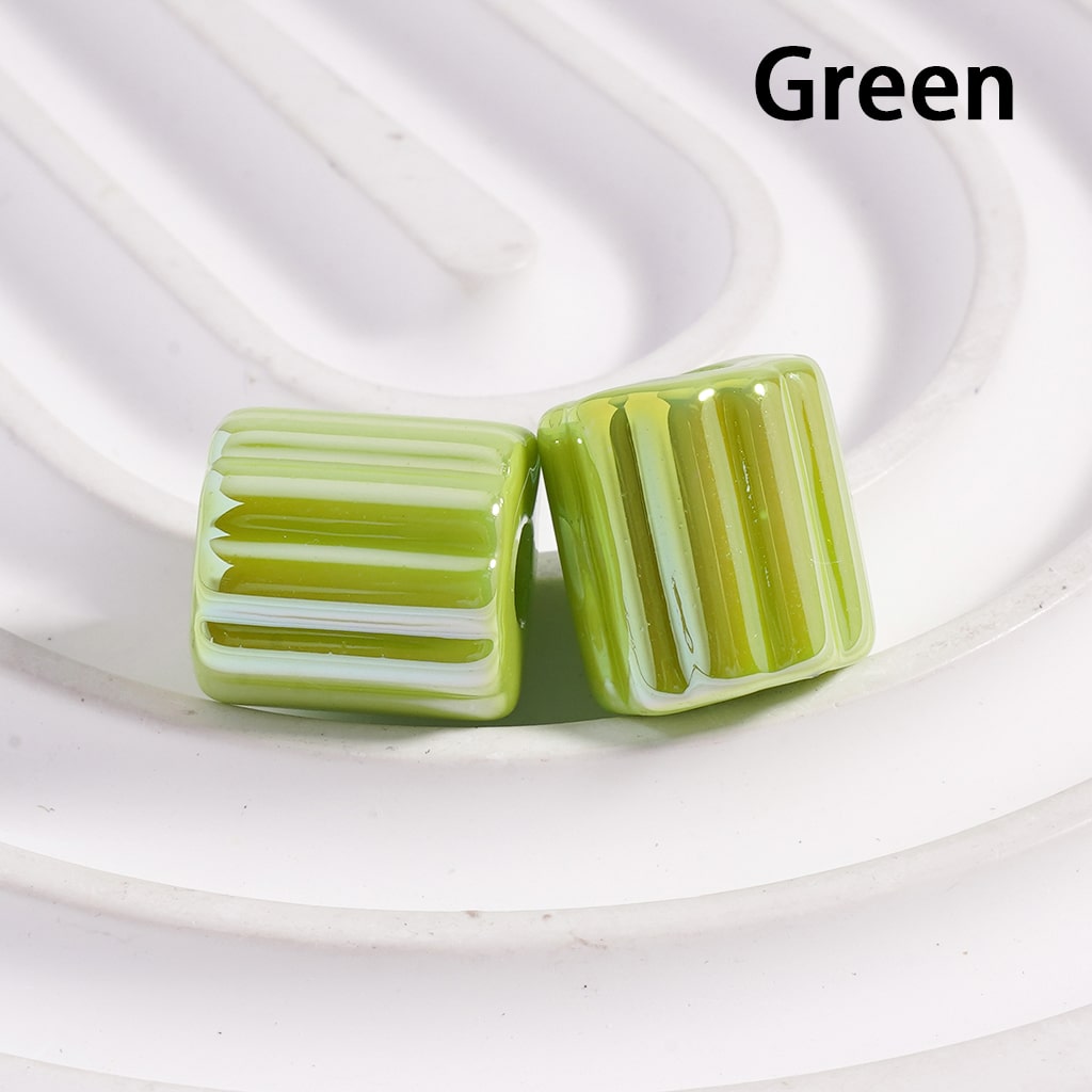 UV Coated Striped Cylinder Solid Color Acrylic Beads Random Mix 10*12MM(Single Color is available for 500pcs(Whole Bag) Only)