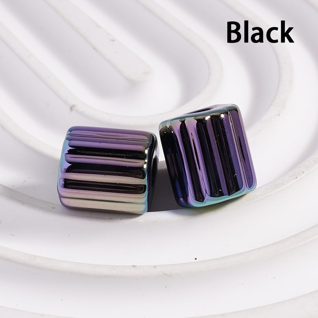UV Coated Striped Cylinder Solid Color Acrylic Beads Random Mix 10*12MM(Single Color is available for 500pcs(Whole Bag) Only)
