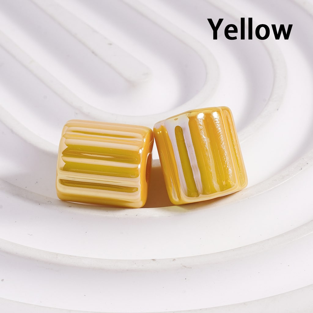 UV Coated Striped Cylinder Solid Color Acrylic Beads Random Mix 10*12MM(Single Color is available for 500pcs(Whole Bag) Only)
