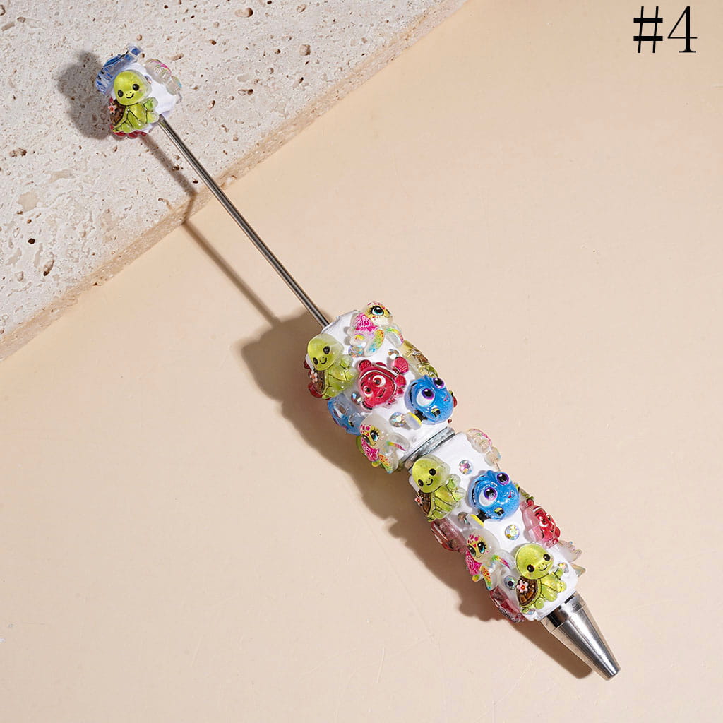 Cute Animal Sea Marine Life Series with Fish Turtle Beadable Clay Pens with AB Rhinestones