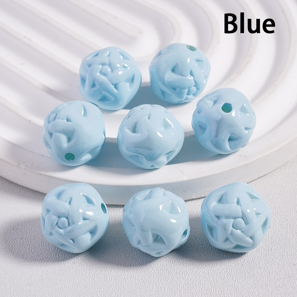 Solid Color Star Design Round Acrylic Beads 16MM (Single Color is available for 300pcs(Whole Bag) Only)
