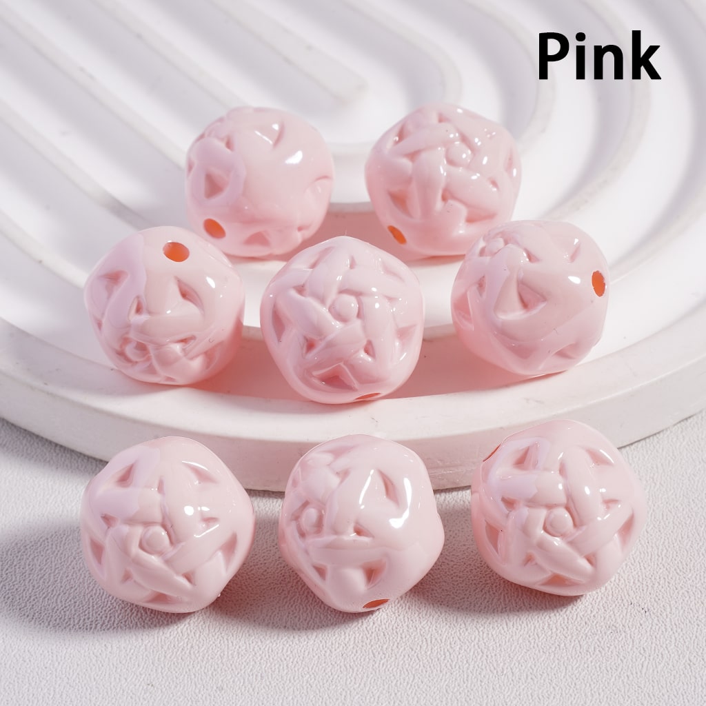 Solid Color Star Design Round Acrylic Beads 16MM (Single Color is available for 300pcs(Whole Bag) Only)