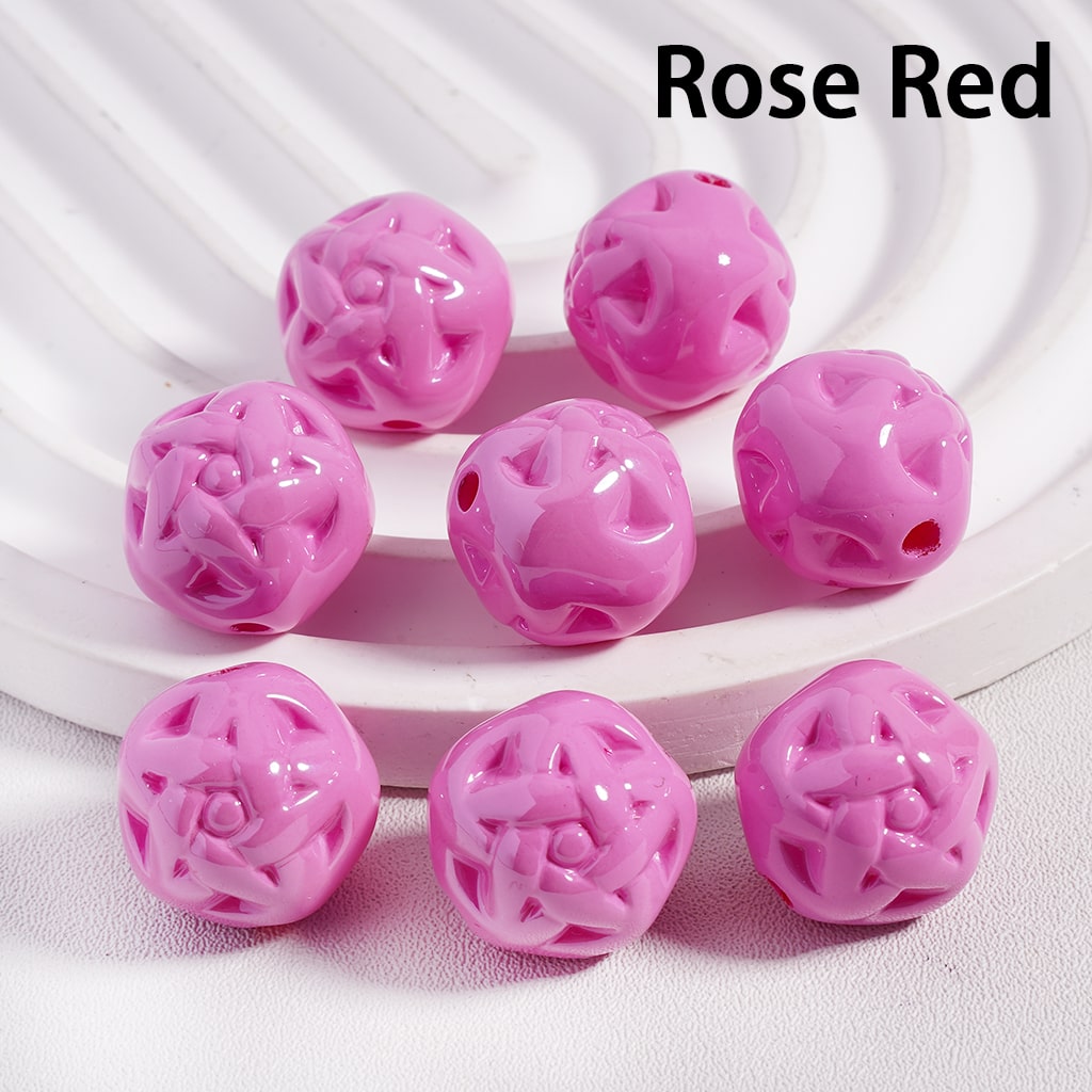 Solid Color Star Design Round Acrylic Beads 16MM (Single Color is available for 300pcs(Whole Bag) Only)