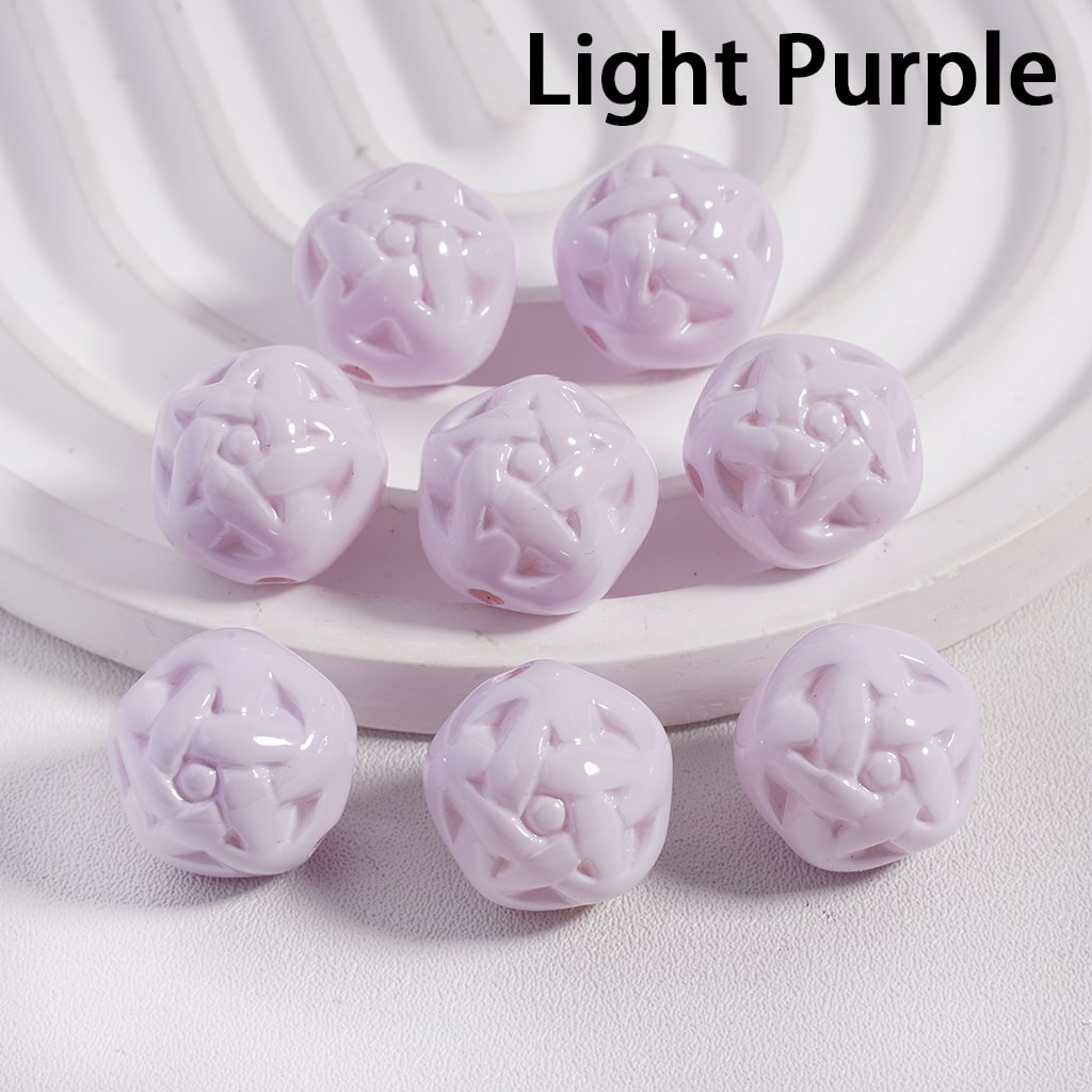 Solid Color Star Design Round Acrylic Beads 16MM (Single Color is available for 300pcs(Whole Bag) Only)