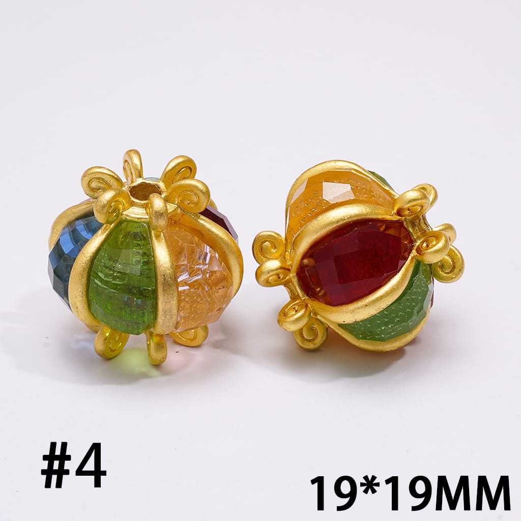 Alloy Beads Halloween Pumpkin Lantern Shape with Various Colors Rhinestones, 19*19MM