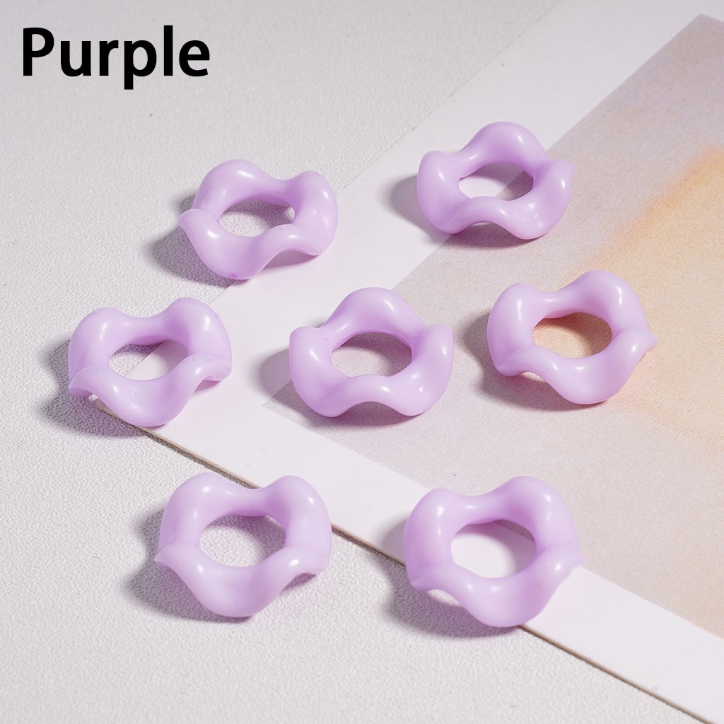 Wavy Shape Spacer Solid Color, Large Hole Acrylic Beads 16MM, Random Mix (No Additional Processes) // (Single Color is available for 1100pcs(Whole Bag) Only)