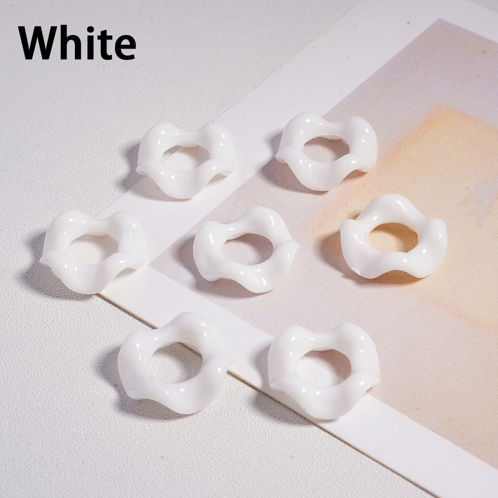 Wavy Shape Spacer Solid Color, Large Hole Acrylic Beads 16MM, Random Mix (No Additional Processes) // (Single Color is available for 1100pcs(Whole Bag) Only)