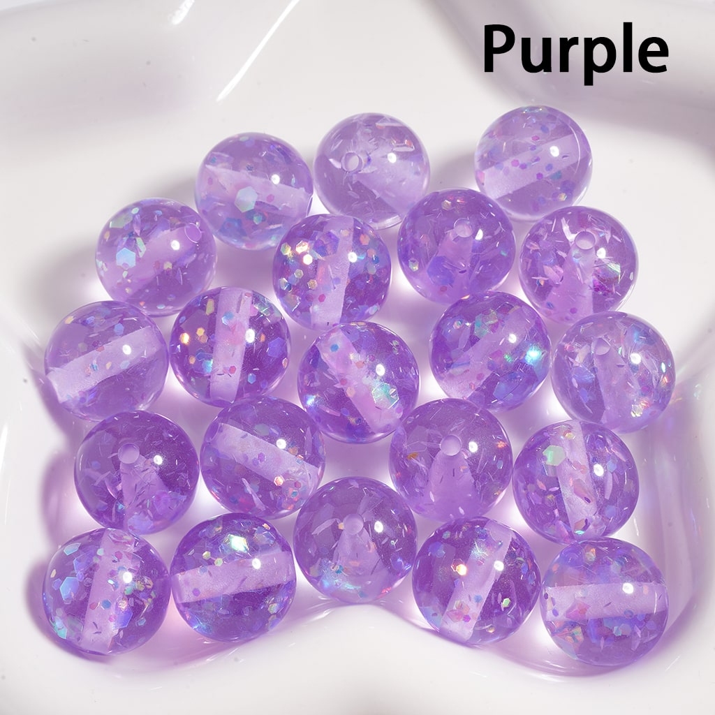 Laser Effect Translucent with Shiny Flakes Inside Round Acrylic Beads 16MM (Single Color is available for 200pcs(Whole Bag) Only)