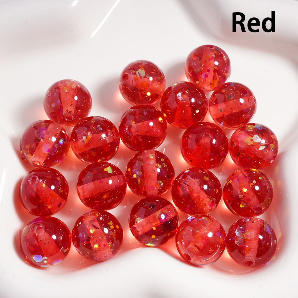 Laser Effect Translucent with Shiny Flakes Inside Round Acrylic Beads 16MM (Single Color is available for 200pcs(Whole Bag) Only)