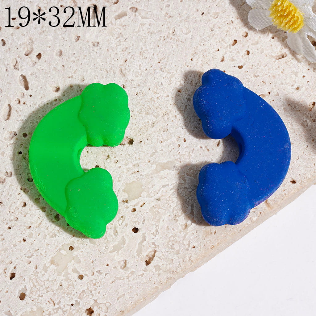 Cute Rainbow Cloud Shape Silicone Focal Beads, 19*32MM, Assorted Colors, Random Mix