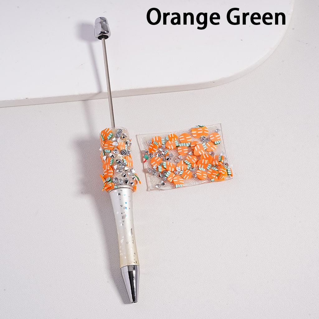 DIY Bling Bling Wrap Tape Fruits Series Apple, Orange, Kiwi, Pineapple, Carrot for Pen, Clear Cone Shape with Rhinestones, 78 pcs Sheet