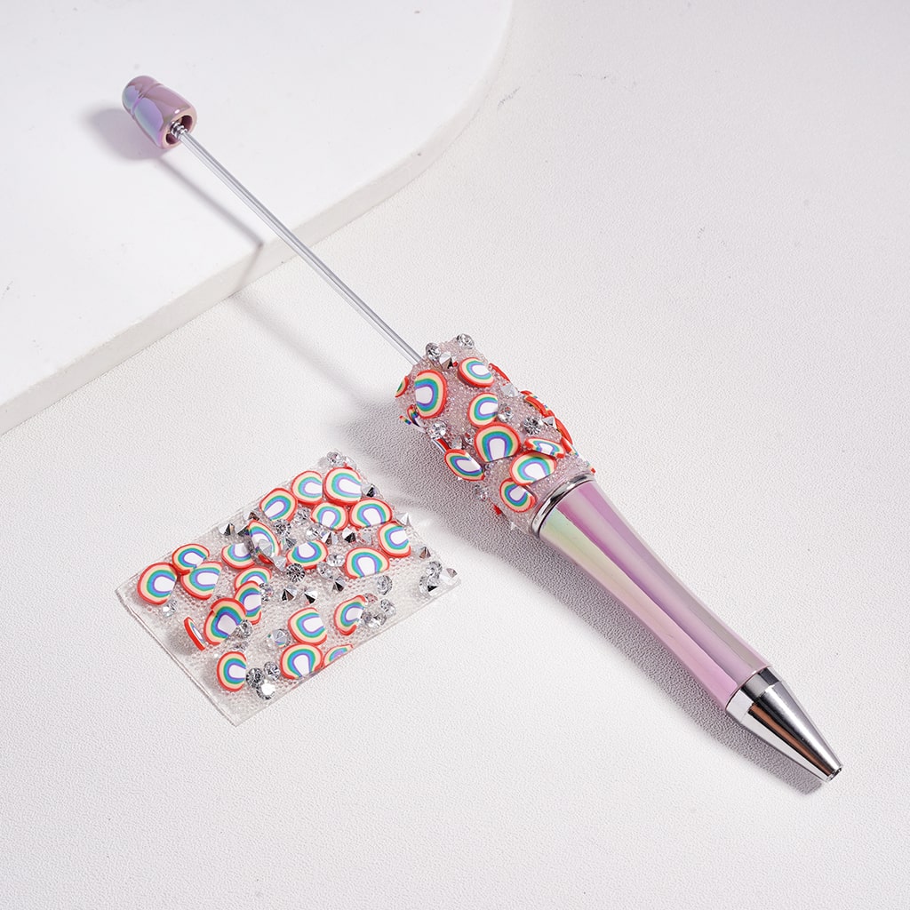 DIY Bling Bling Wraps Tapes with Cute Rainbow Clear Cone Shape Rhinestones for Pen, Around 40*28MM, (78pcs in 1 Sheet), Please Read the Description