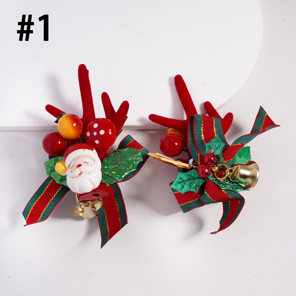Holiday Series Deer, Santa, Snowman, Tree, Snowflakes & More with Rhinestones Christmas Charms Clay Bead