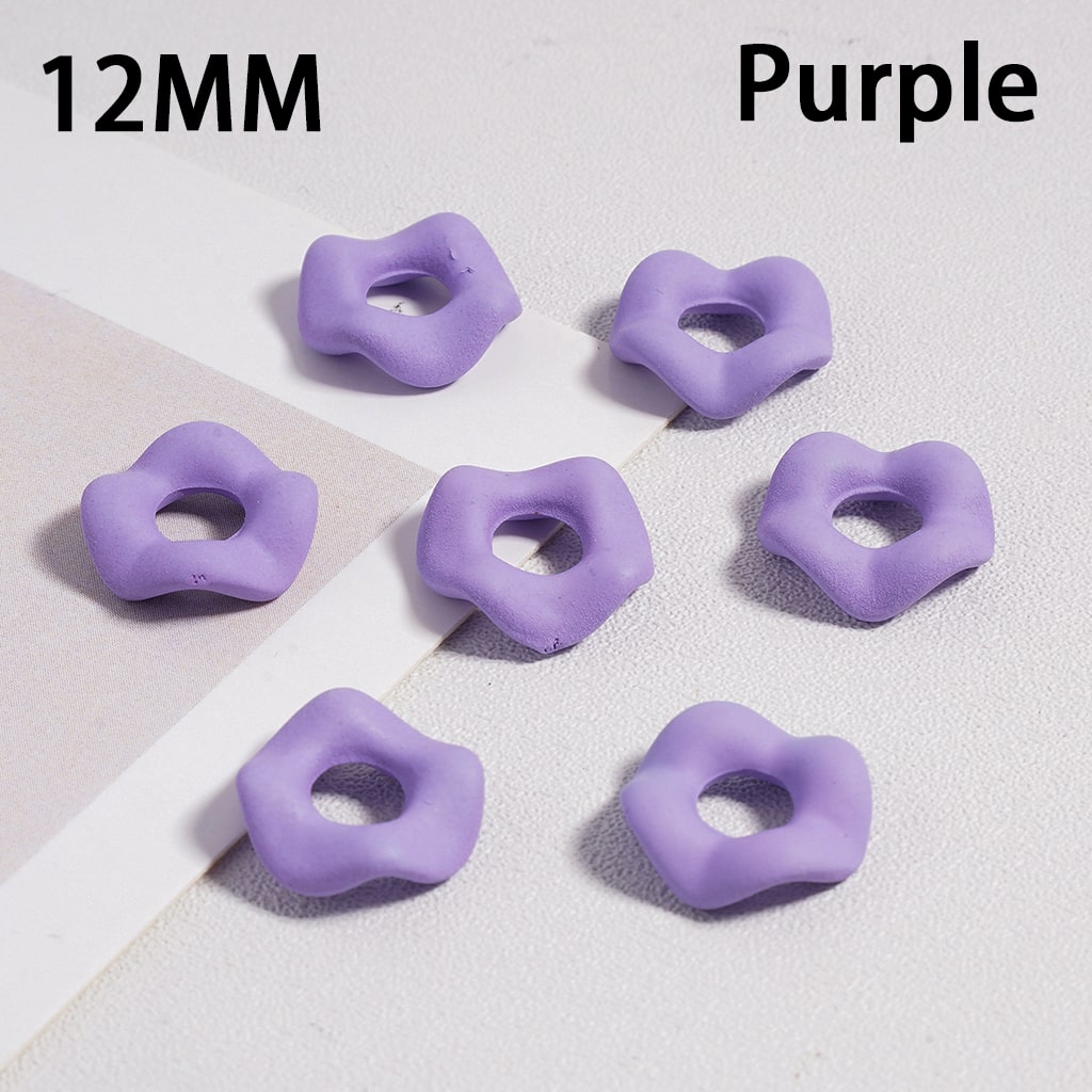 Wavy Rubber Paint Solid Color Acrylic Spacer Beads, 12mm (Single Color is available for 500pcs(Whole Bag) Only)