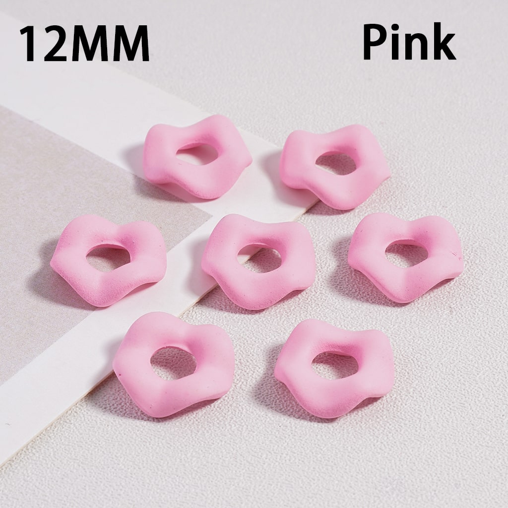 Wavy Rubber Paint Solid Color Acrylic Spacer Beads, 12mm (Single Color is available for 500pcs(Whole Bag) Only)