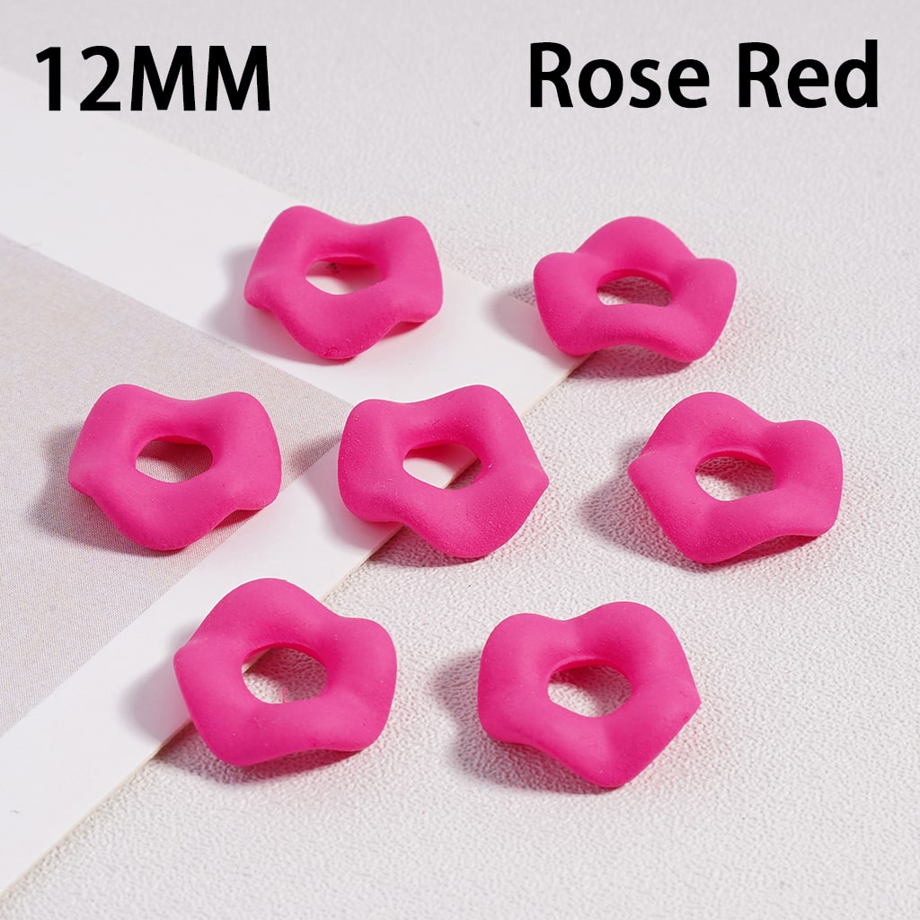 Wavy Rubber Paint Solid Color Acrylic Spacer Beads, 12mm (Single Color is available for 500pcs(Whole Bag) Only)